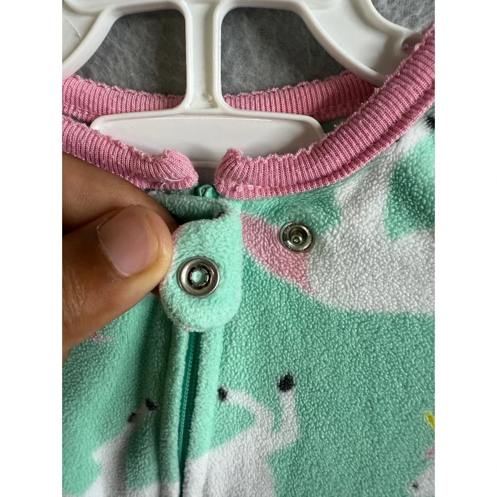 Carter's Footies Baby 12M‎ Unicorn Fleece Footed Pajamas Zip Up Sleepwear